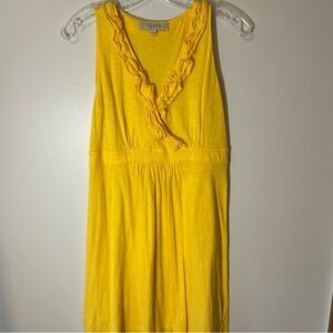 LOFT Yellow Ruffle V Neck Sleeveless Petite Dress sz sp